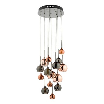 Där Lighting AUR1564 - Luster na sajli AURELIA 15xG4/10W/230V crna/bakarna