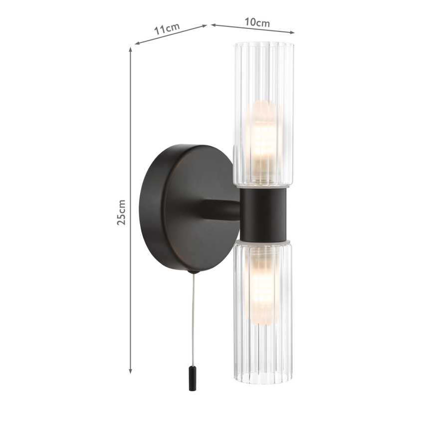 Där Lighting BOL0922 - Kupatilska zidna lampa BOLTON 2xG9/5W/230V IP44 crna