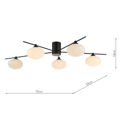 Där Lighting JAS5422 - Plafonski luster JASPER 5xG9/25W/230V crna