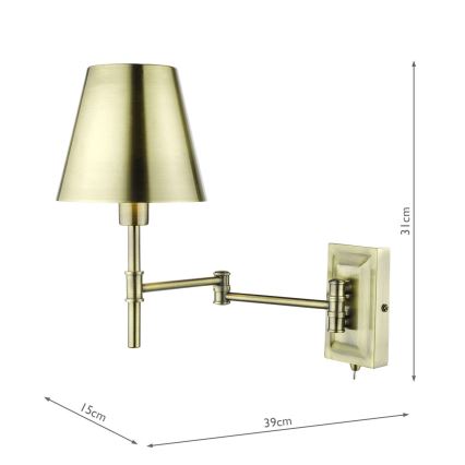 Där Lighting KEN0775 - Fleksibilna zidna lampa KENSINGTON 1xE14/25W/230V mesing