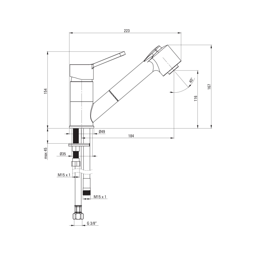 Deante BDN_071M - Kuhinjska slavina sa izvlačivim tušem NARCYZ sjajni hrom