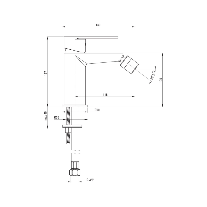 Deante BGA_N30M - Baterija za bide ALPINIA crna