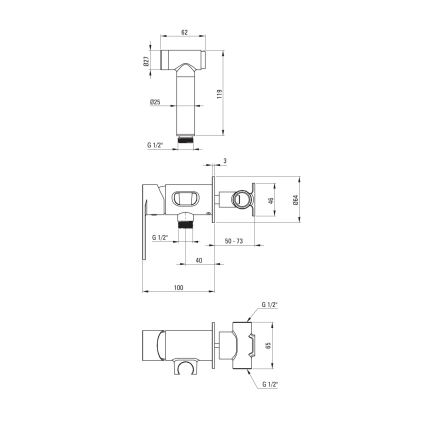 Deante BGA_N34M - baterija za bide sa tušem za podžbuknu ugradnju ALPINIA crna