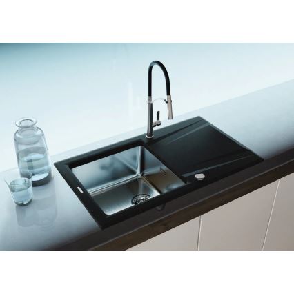 Deante BGB_B720 - Slavina za sudoperu sa fleksibilnim izlivom GERBERA crna/hrom