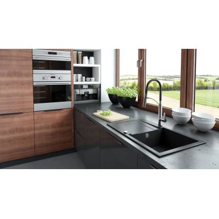 Deante BGB_B720 - Slavina za sudoperu sa fleksibilnim izlivom GERBERA crna/hrom