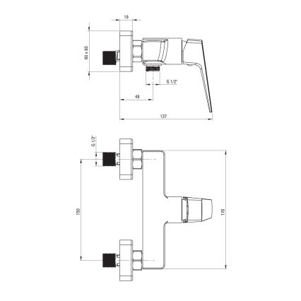 Deante BQL_040M - tuš baterija BLUR, sjajni hrom