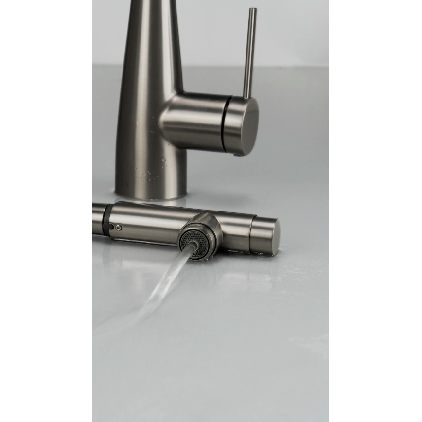 Deante BRE_D75M - Slavina za sudoperu sa izvlačivom tuš ručicom ERIDAN titan