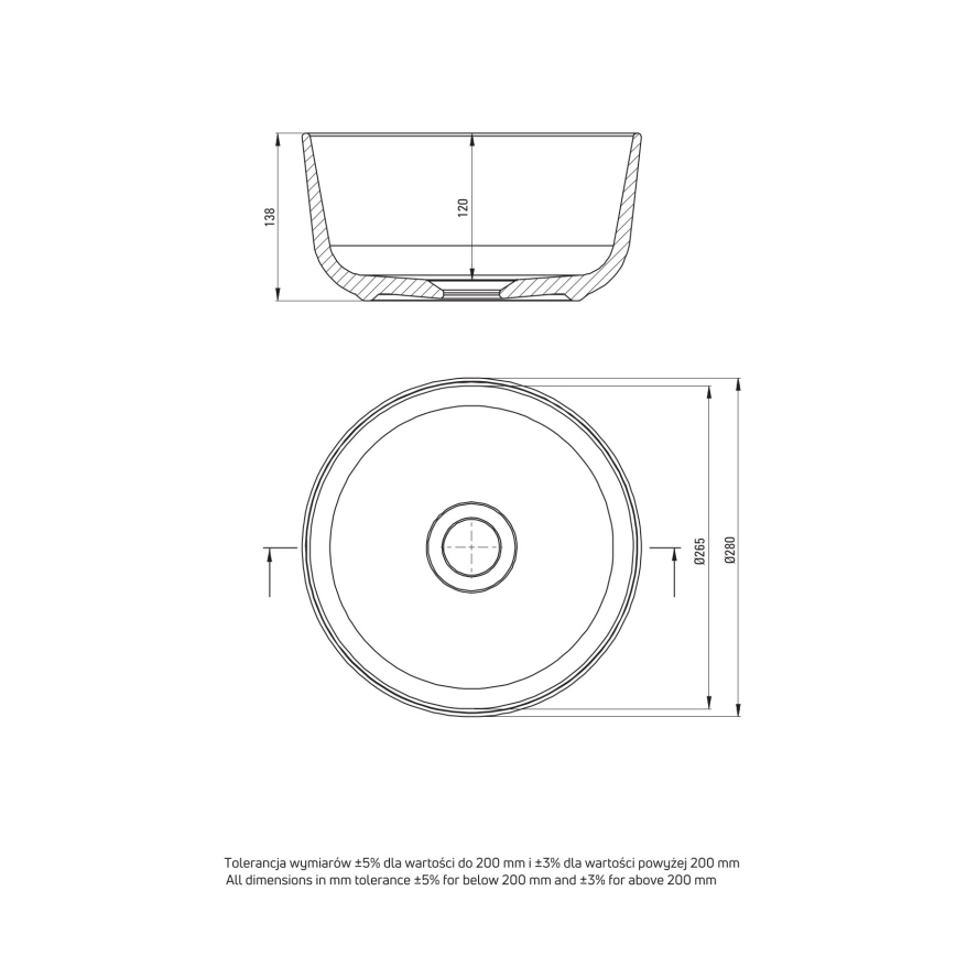 Deante CDJ_6U2S - umivaonik za ugradnju na ploču JASMIN, prečnika 28 cm, keramika/bela