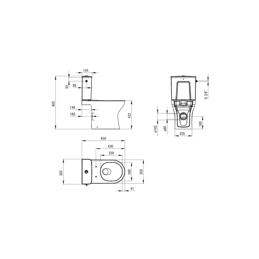 Deante CDJD6RPS - Stojeće WC sa daskom JASMIN keramika/bela