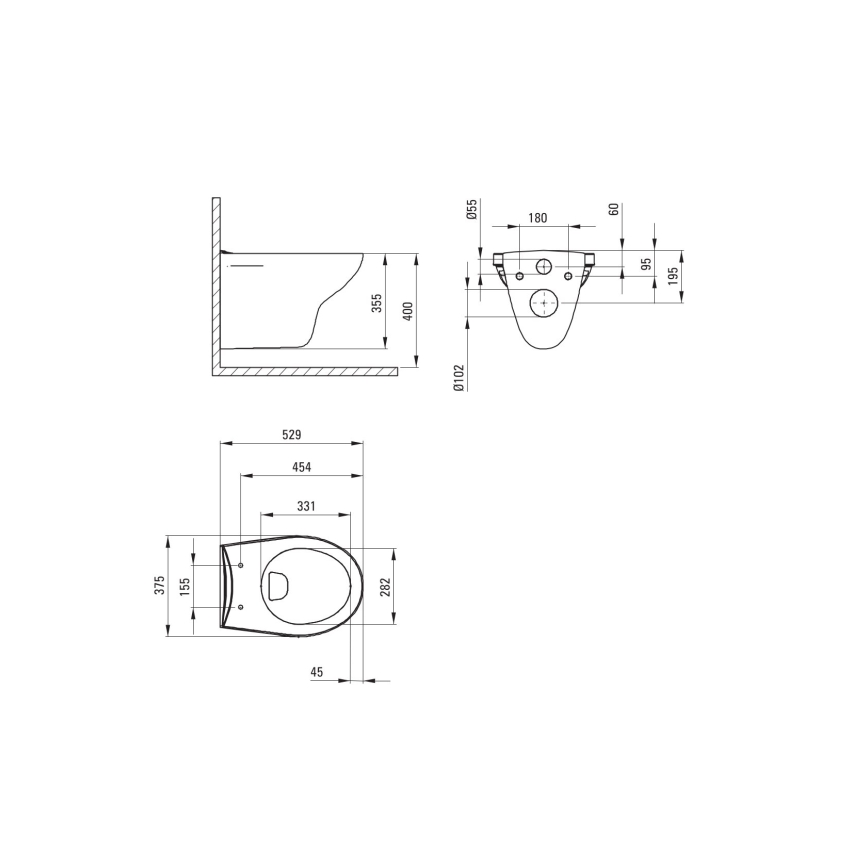Deante CMOD6SPW - Zidni WC BORO, prigušiva daska, keramika/bela