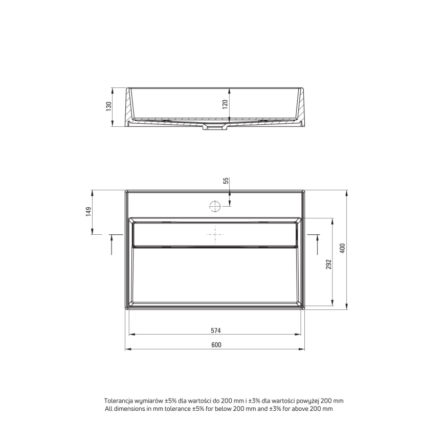 Deante CQR_AU6M - Nadgradni umivaonik CORREO 40x60 cm granit/alabaster