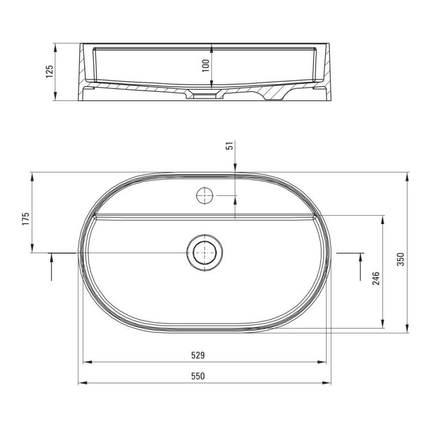Deante CQS_NU6B - Umivaonik za ugradnju na ploču sa otvorom za bateriju SILIA 35x55 cm granit/crna