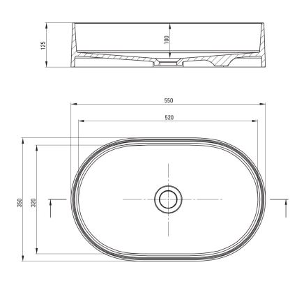 Deante CQS_NU6S - Umivaonik na ploču SILIA 35x55 cm granit/crna