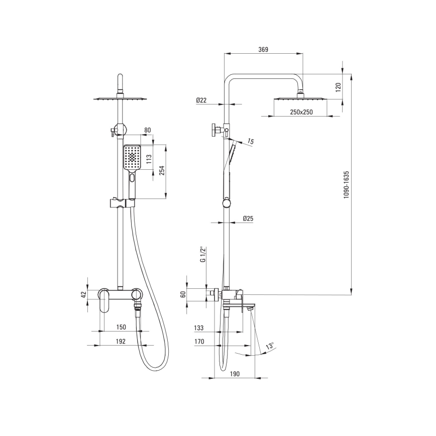 Deante NAC_01AM - Tuš set sa baterijom ALPINIA sjajni hrom
