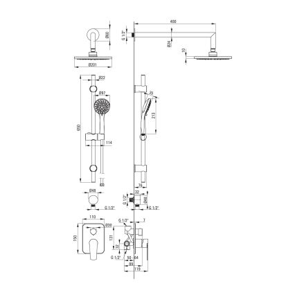 Deante NAC_09GA - Tuš set sa podžbuknom baterijom ALPINIA, sjajni hrom