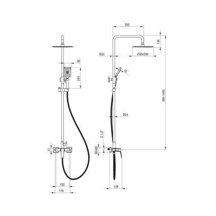 Deante NQL_N4XM - Tuš set sa baterijom BLUR crne boje