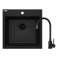 Deante ZQJNN103 - Kuhinjski sudoper EVORA 50x50 cm + slavina sa fleksibilnim izlivom granit/crna