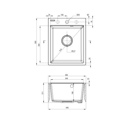 Deante ZRC_S103 - Kuhinjski sudoper CORIO 50x40 cm granit/metalno siva