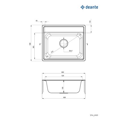 Deante ZYU_0103 - Kuhinjski sudoper SOUL 50x60 cm satenski