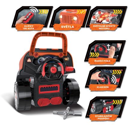 Dečija auto-radionica 3xAAA + 1xCR2025 narandžasta/siva