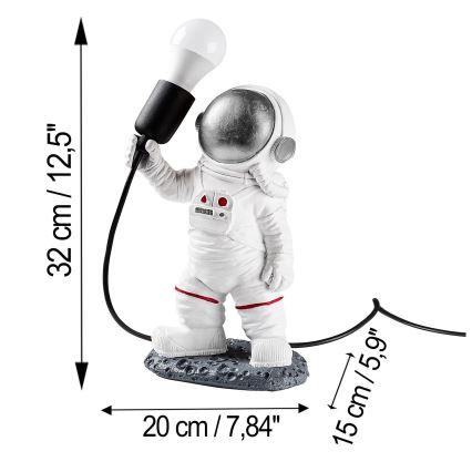 Dečija lampica ASTRONAUT 1xE27/40W/230V srebrna/bela