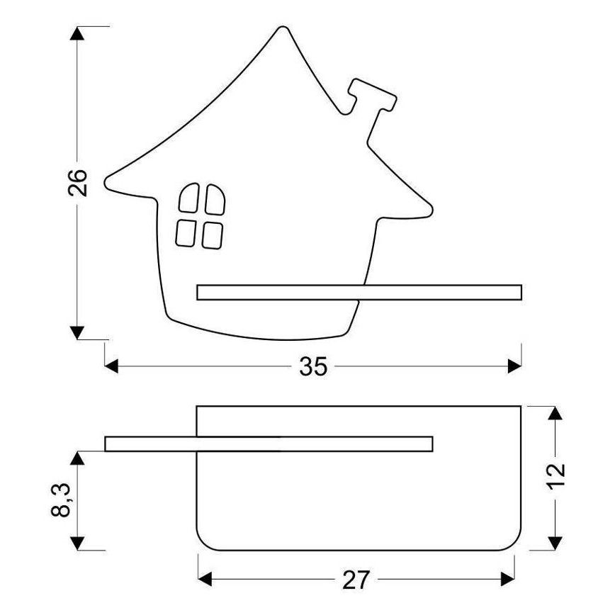 LED dečije zidno svetlo sa policom HOUSE LED/4W/230V zeleno/drvo,
