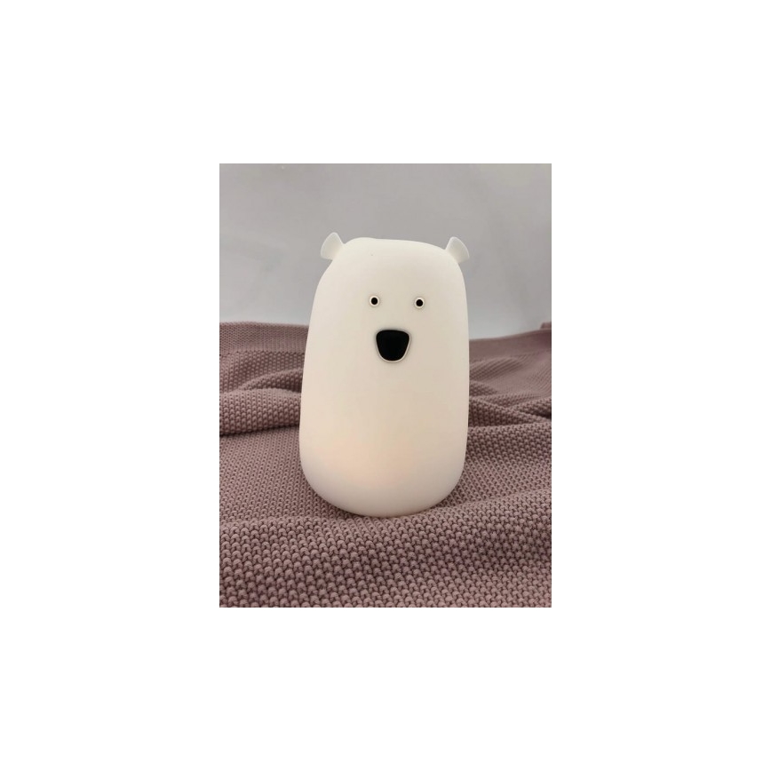 Dečija RGB LED dodirna lampica BEAR LED/0,8W/5V bela + USB