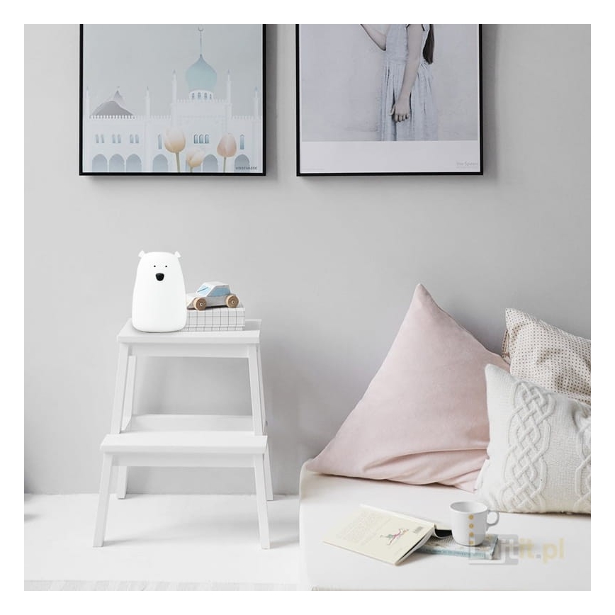 Dečija RGB LED dodirna lampica BEAR LED/0,8W/5V bela + USB