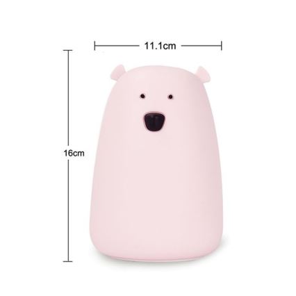 Dečija RGB LED dodirna lampica BEAR LED/0,8W/5V bela + USB