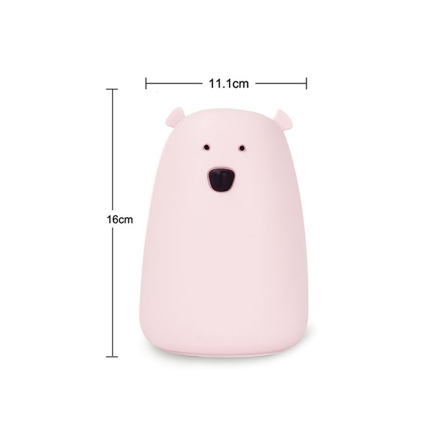 Dečija RGB LED dodirna lampica BEAR LED/0,8W/5V bela + USB