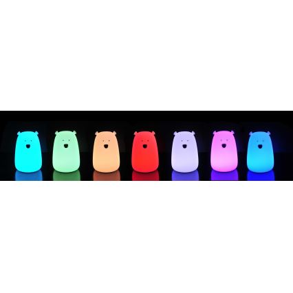 Dečija RGB LED dodirna lampica BEAR LED/0,8W/5V bela + USB