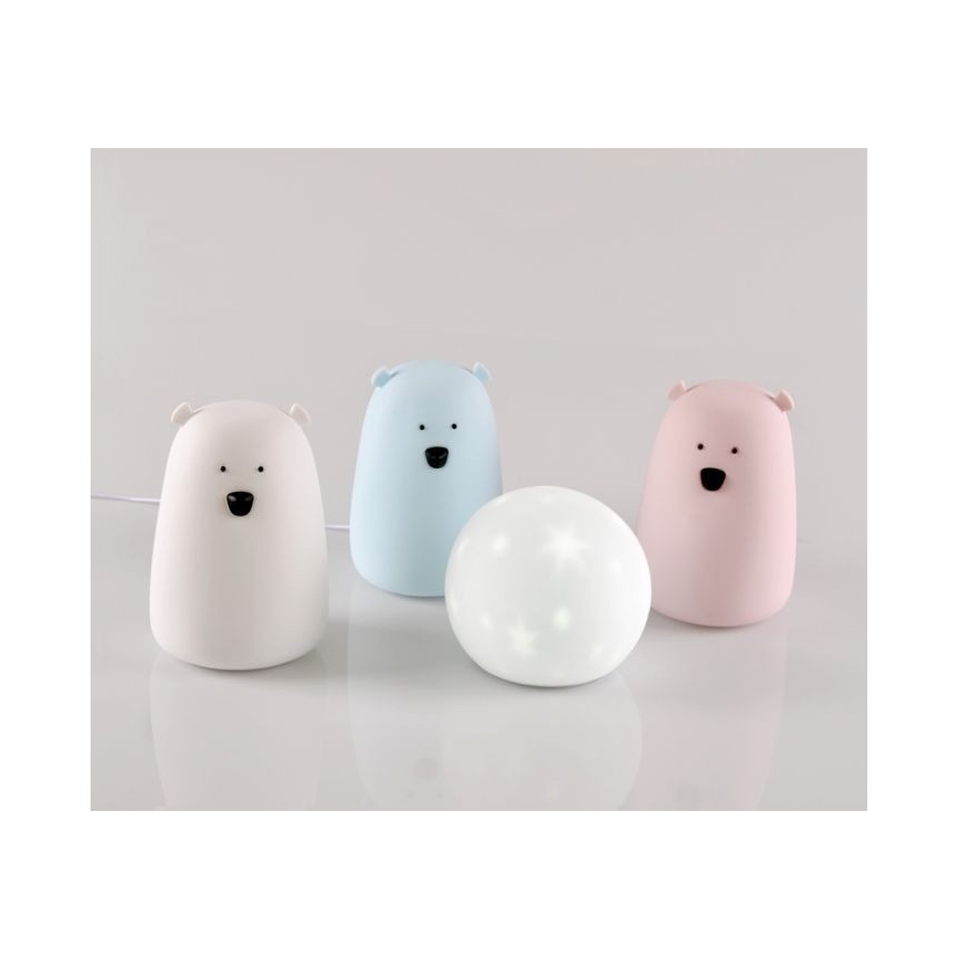 Dečija RGB LED dodirna lampica BEAR LED/0,8W/5V bela + USB