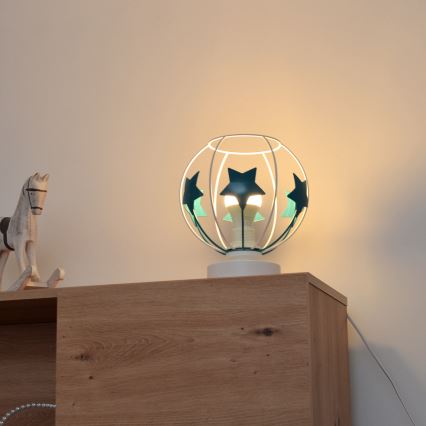 Dečija stolna lampa STARS 1xE27/15W/230V tirkizna/bela