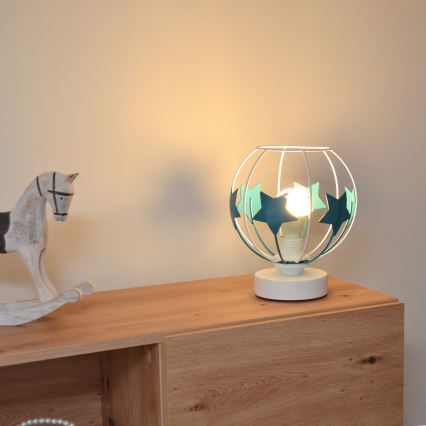 Dečija stolna lampa STARS 1xE27/15W/230V tirkizna/bela