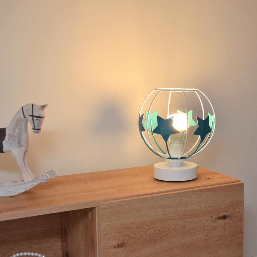 Dečija stolna lampa STARS 1xE27/15W/230V tirkizna/bela