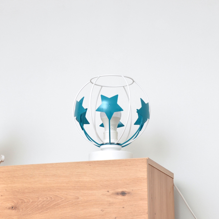 Dečija stolna lampa STARS 1xE27/15W/230V tirkizna/bela