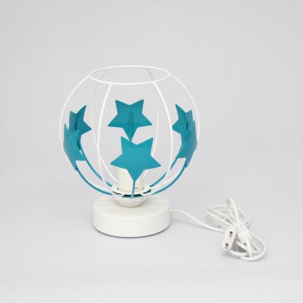 Dečija stolna lampa STARS 1xE27/15W/230V tirkizna/bela