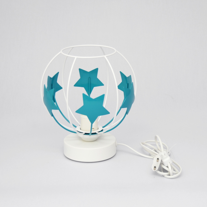 Dečija stolna lampa STARS 1xE27/15W/230V tirkizna/bela
