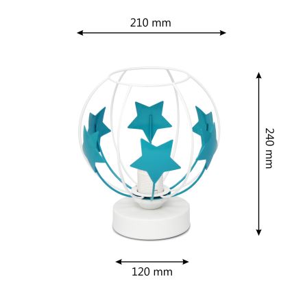 Dečija stolna lampa STARS 1xE27/15W/230V tirkizna/bela