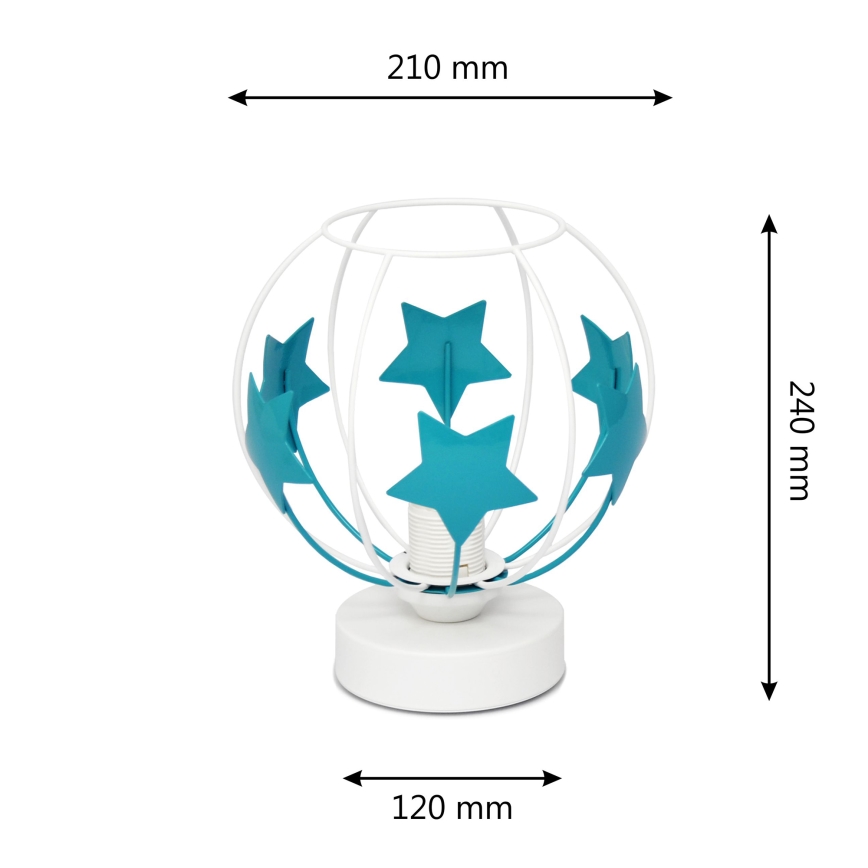 Dečija stolna lampa STARS 1xE27/15W/230V tirkizna/bela
