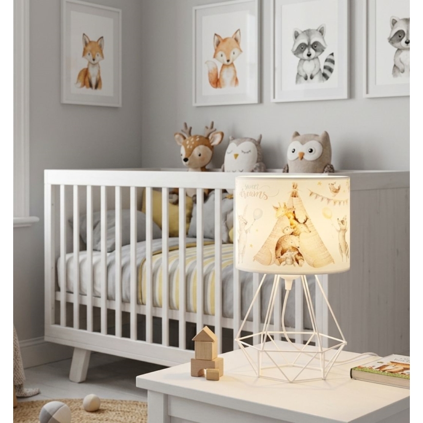 Dečija stona lampa KIDS ROOM 1xE27/60W/230V, prečnik 18 cm, sa motivom životinjica