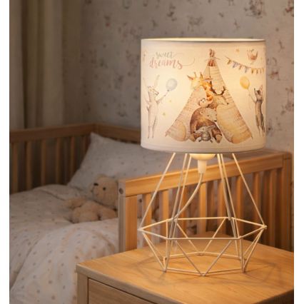 Dečija stona lampa KIDS ROOM 1xE27/60W/230V, prečnik 18 cm, sa motivom životinjica