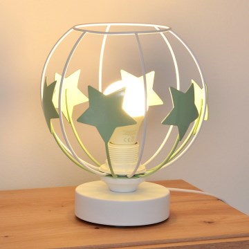 Dečija stona lampa STARS 1xE27/15W/230V zelena/bela