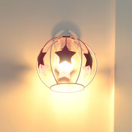 Dečija zidna lampa STARS 1xE27/15W/230V ružičasta/bela
