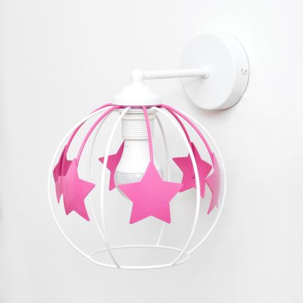 Dečija zidna lampa STARS 1xE27/15W/230V ružičasta/bela