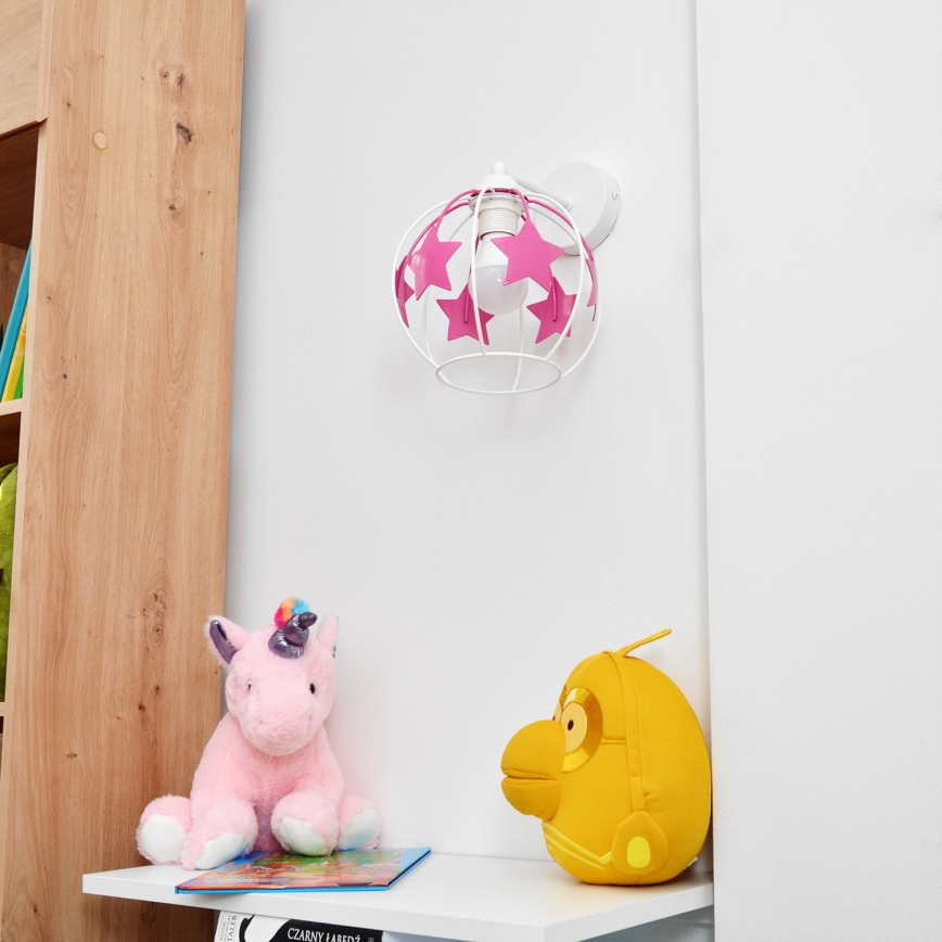 Dečija zidna lampa STARS 1xE27/15W/230V ružičasta/bela