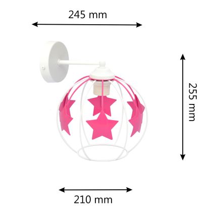 Dečija zidna lampa STARS 1xE27/15W/230V ružičasta/bela
