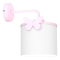 Dečija zidna lampa SWEET 1xE27/15W/230V bela/ružičasta/sa motivom leptira