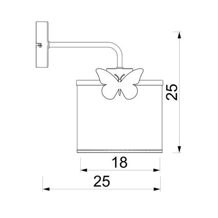 Dečija zidna lampa SWEET 1xE27/15W/230V bela/ružičasta/sa motivom leptira