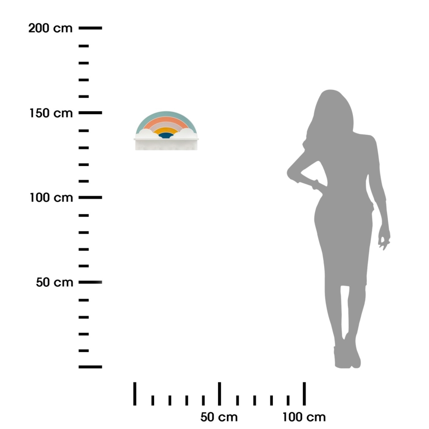 Dečija zidna polica sa kukama – duga/šarena